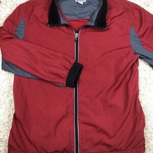 D.A.C. Performance Windbreaker Size L Mens Red with Gray Trim Full Zip Polyester